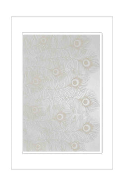 A4 - Metallic, Self-patterned - Peacock Feathers - White