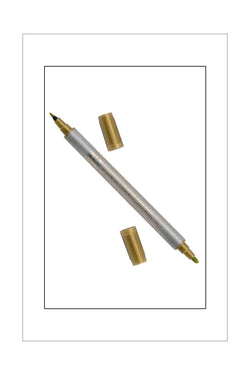 Pens - ZIG Dual Ended Writer Pen - Gold