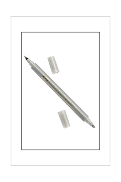 Pens - ZIG Dual Ended Writer Pen - Silver