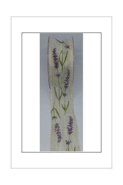 Patterned Ribbon - Calico - Lavender Sprigs - A Paper Experience