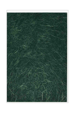 A4 - Handmade Papers - Japanese - Exotic Silk Long Thread - Dark Green
