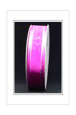 Organza Ribbon, Satin Edge, Metallic Silver Thread Hot / Fuchsia Pink