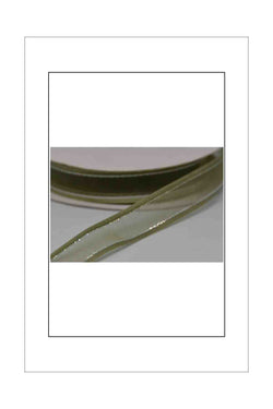 Organza Ribbon, Satin Edge, Metallic Silver Thread Olive