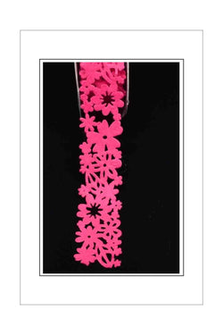Patterned Ribbon - Felt - Flowers - Hot Pink - A Paper Experience