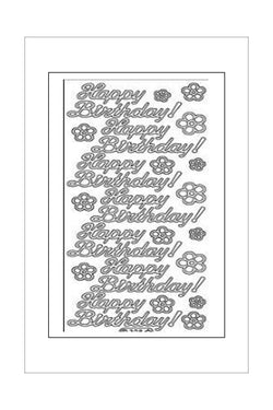 Adhesives - Stickers - Words - Happy Birthday Large - Gold, Silver