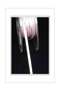 Satin Ribbon, Double Sided, Pale Pink Silver Woven Edge