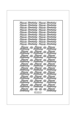 Adhesives - Stickers - Words - Happy Birthday - Gold, Silver, Black
