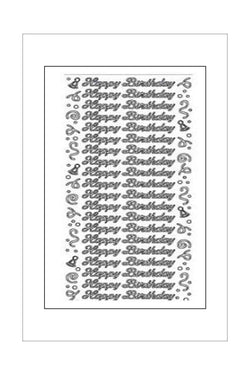 Adhesives - Stickers - Words - Happy Birthday - Gold, Silver, Black