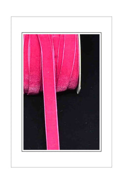 Velvet Ribbon, Single Sided, Woven Edge Hot / Fuchsia Pink