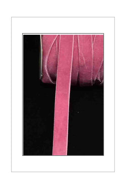 Velvet Ribbon, Single Sided, Woven Edge Dusky Pink