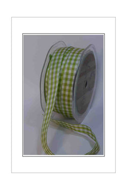 Gingham Ribbon - Lime Green/White