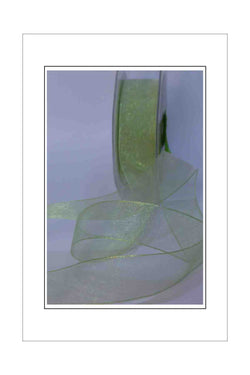 Organza Ribbon - Shot (Double Colour) - 25mm - Lime / Pearlescent Gold