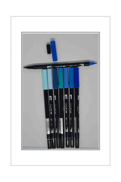 Pens - Tombow Dual Ended Fine/Brush - Blues