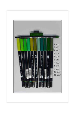 Pens - Tombow Dual Ended Fine/Brush - Greens
