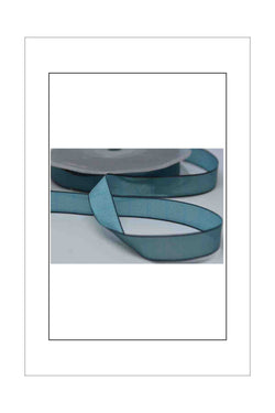 Taffeta Ribbon, Shot (Double Colour), Contrasting Woven Edge - 15mm - Aqua Blue / Black