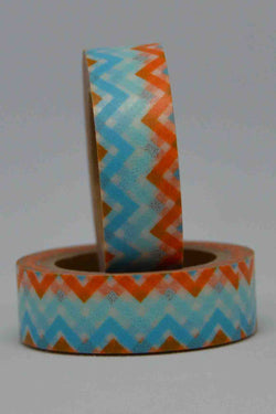 Washi Tape - Chevrons - Blue, White, Orange