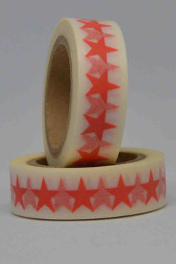 Washi Tape - Stars - Orange on White