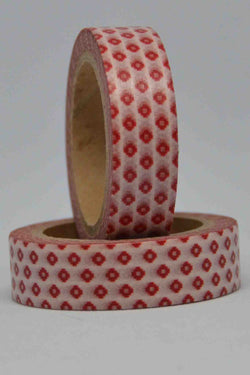 Washi Tape - Diamonds - Red on White