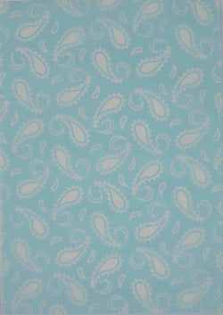 A4 - Translucent / Vellum - Patterned - Paisley - Blue/White - Aqua / White