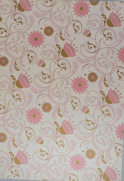 A4 - Patterned - Metallic Florentine Floral Pink - Gold/Pink on Pearl Ivory - A Paper Experience