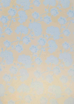 A4 - Patterned - Metallic Oriental Flowers - Pale Blue / Pearlescent Lemon-Pale Gold - A Paper Experience