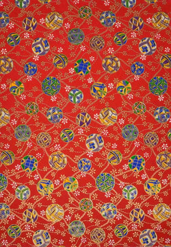 A4 - Patterned - Japanese Metallic Paper - Balls / Red - Green - Purple - Gold - A Paper Experience