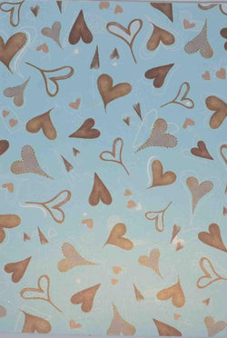 A4 - Patterned - Metallic Chocky Hearts - Pale Blue / Chocolate / White - A Paper Experience