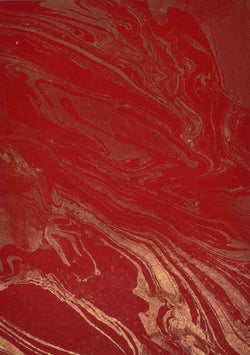 A4 - Handmade Papers - Textured Marble Effect - Red / Gold - A Paper Experience