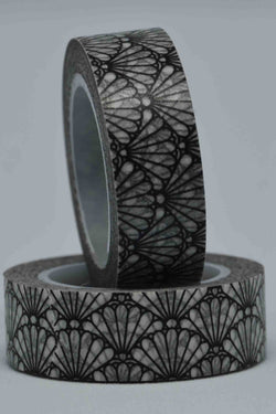 Washi Tape - Shells / Fans - Black White