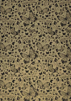 A4 - Patterned - Metallic Butterflies - Black on Gold - A Paper Experience