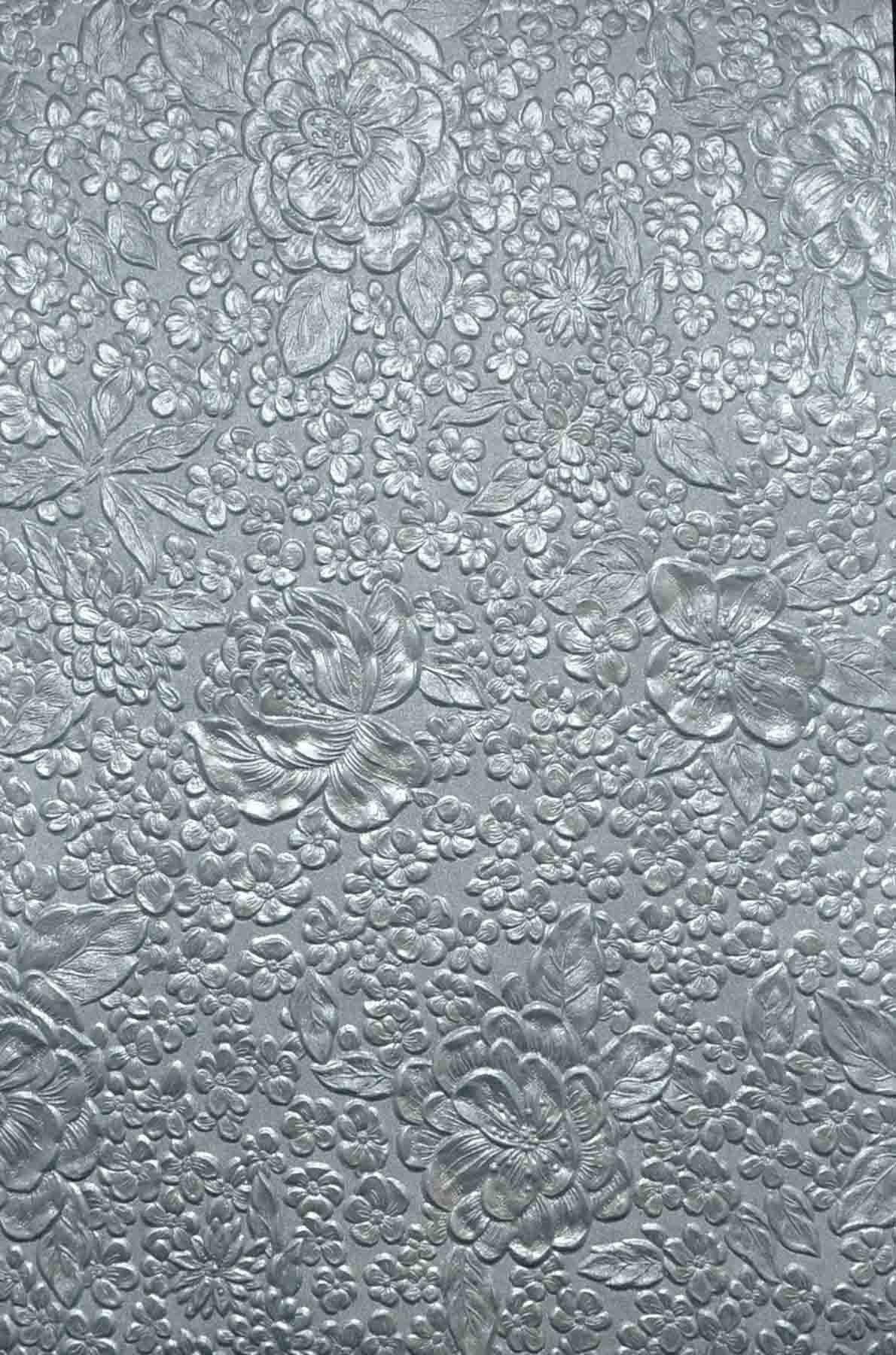 A4 - Metallic, Embossed Bouquet - Silver - A Paper Experience