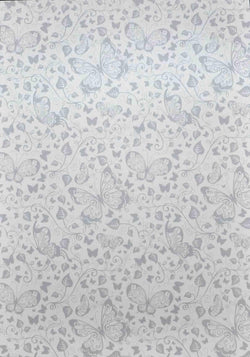 A4 - Patterned - Metallic Butterflies - Silver on White - A Paper Experience