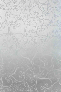 A4 - Translucent / Vellum - Patterned - Curly Hearts (Tiffany) - Silver / Sheer (Reversed) - A Paper Experience