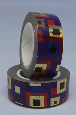 Washi Foil Tape - Frames and Squares - Purple, Pink, Black, Gold - A Paper Experience