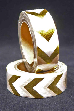 Washi Foil Tape - Chevrons - Gold and White - A Paper Experience