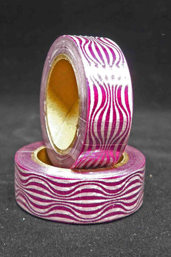 Washi Foil Tape - Waves - Hot Pink and White - A Paper Experience