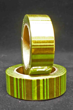 Washi Foil Tape - Stripes - Green and Gold - A Paper Experience