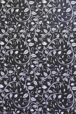 A4 - Patterned - Metallic Floral Flourish Leaf - Black and White Reverse - A Paper Experience