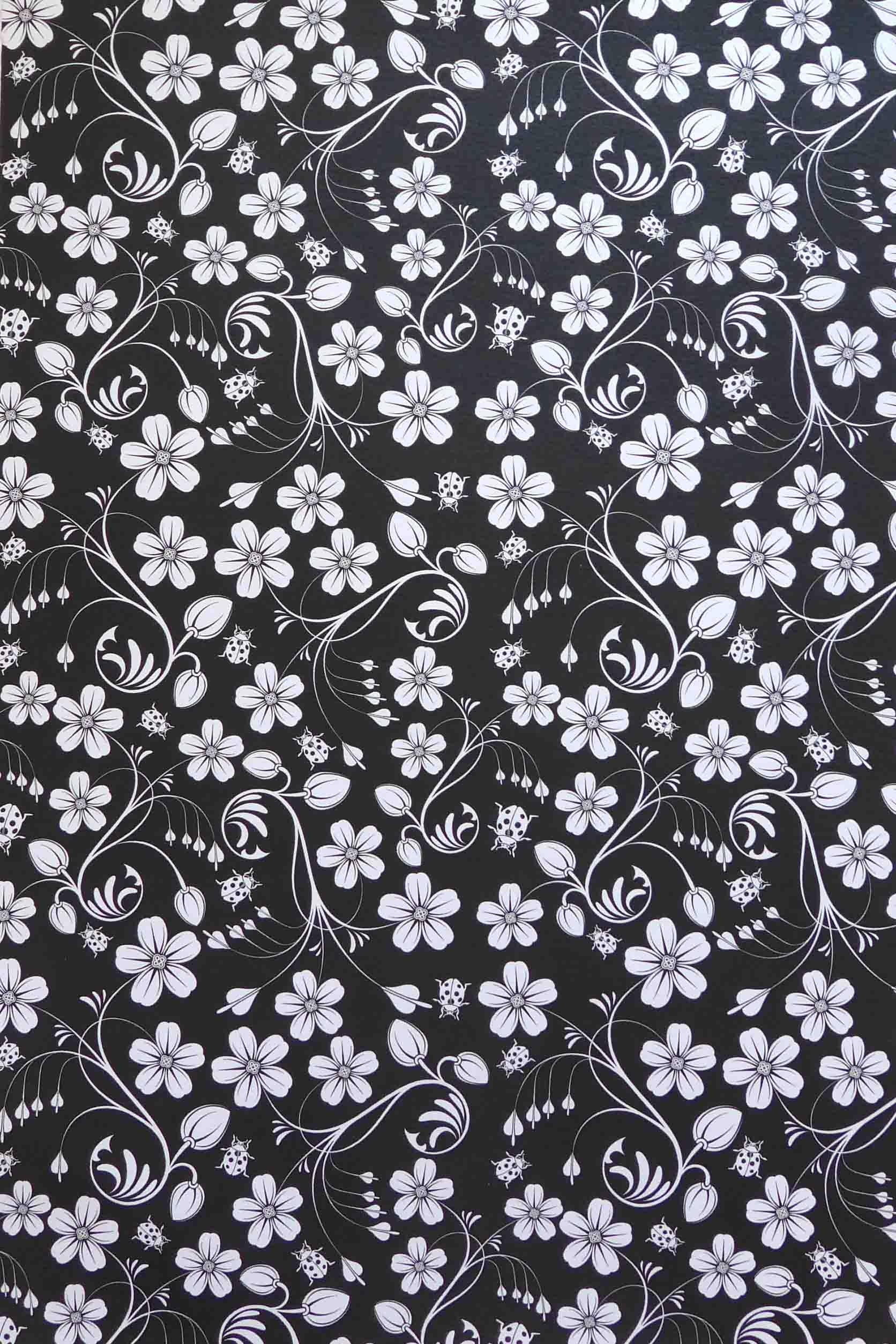 A4 - Patterned - Metallic Spring Garden - Black and White Reverse - A ...