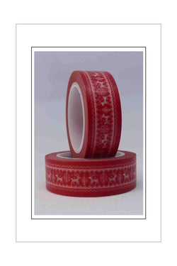 Washi Tape - Christmas - Reindeer - White on Red - A Paper Experience